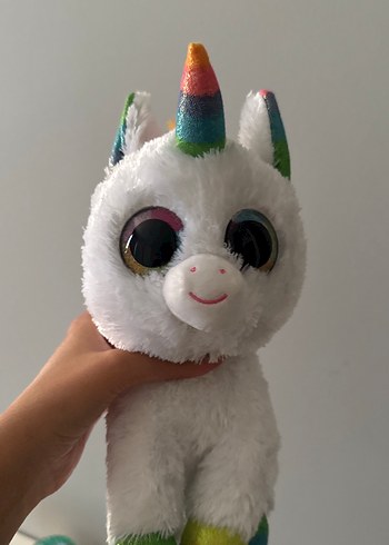 Beyaz Gökkuşağı Boynuzlu Peluş Oyuncak
