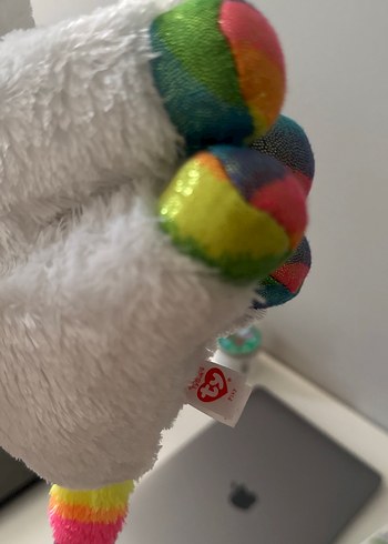  Beden Beyaz Gökkuşağı Boynuzlu Peluş Oyuncak