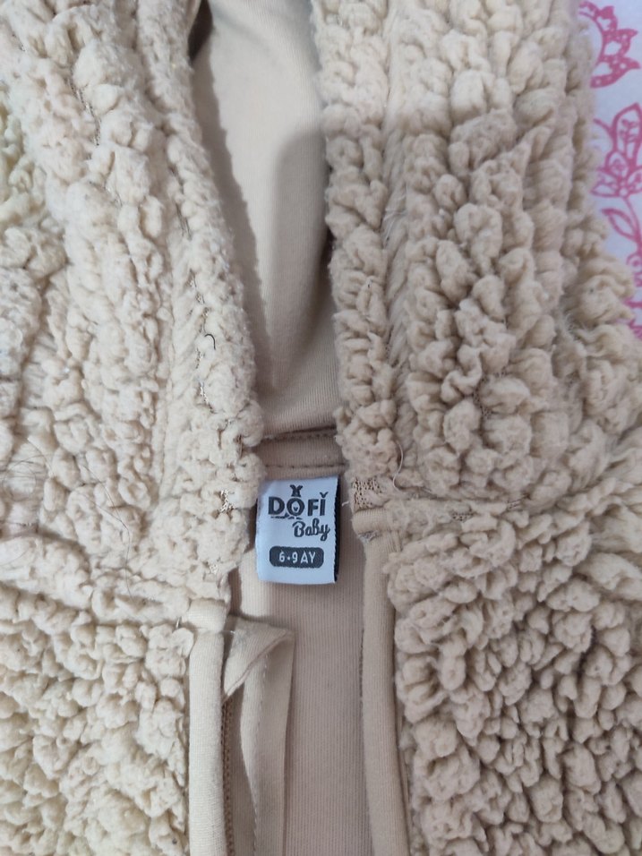 Kahverengi Peluş Bebek Tulumu Kapüşonlu - Görsel 5
