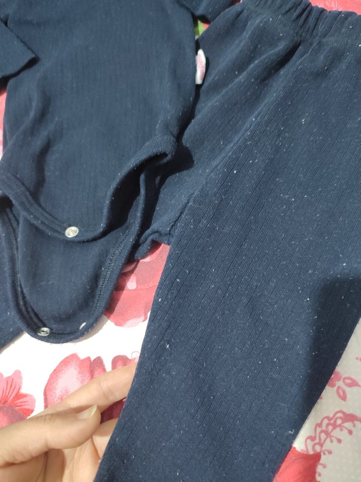 Lacivert Bebek Takımı Uzun Kollu Pamuklu 0-3m - Görsel 3