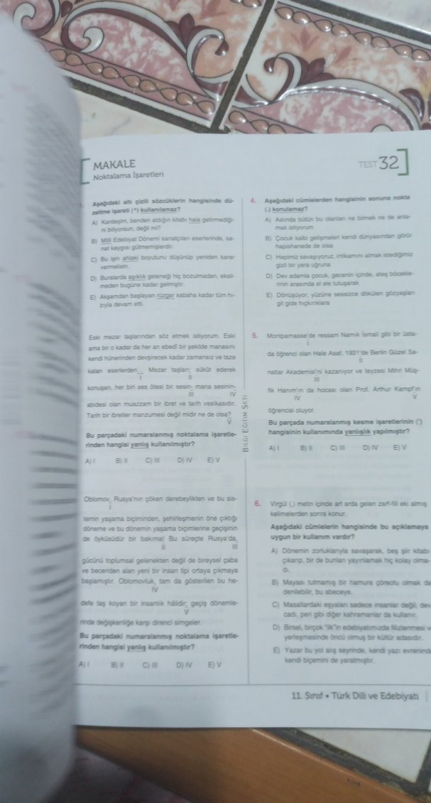 11. Sınıf Tekrar Kitabı - Tüm Dersler - Görsel 5