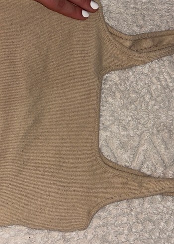 Kız Çocuk Bej Kolsuz Basic Crop Top - Görsel 3