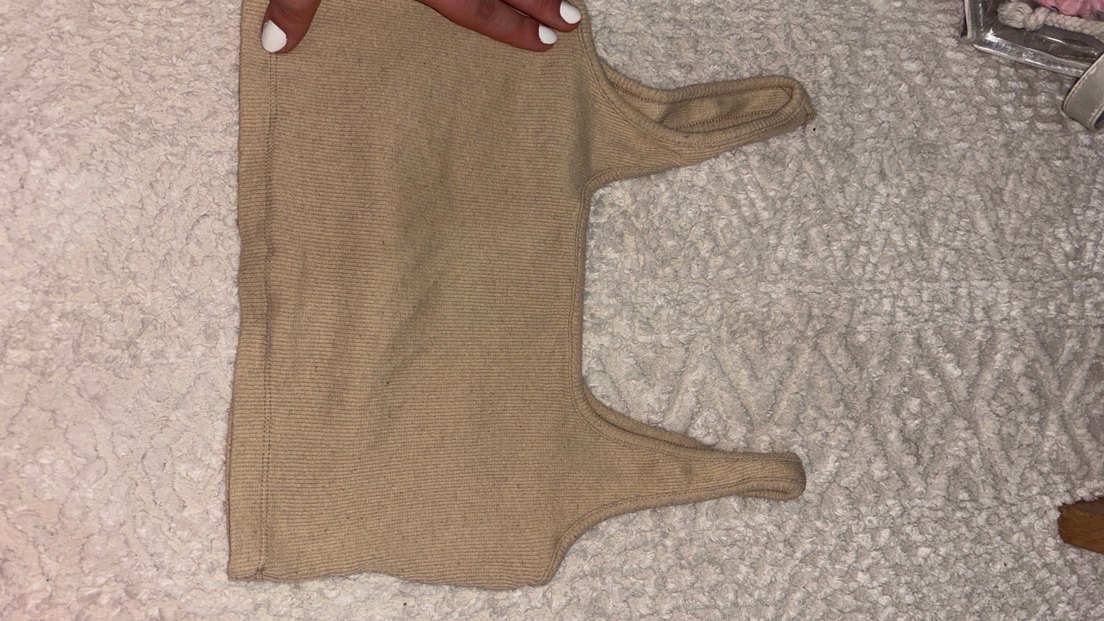 Kız Çocuk Bej Kolsuz Basic Crop Top - Görsel 3