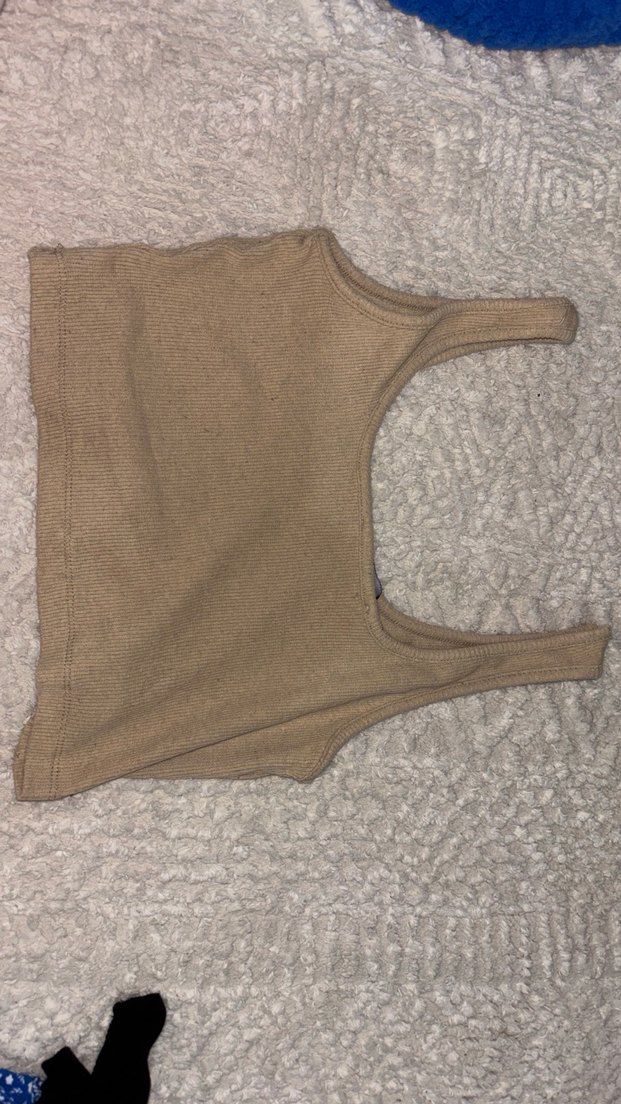 Kız Çocuk Bej Kolsuz Basic Crop Top - Görsel 2