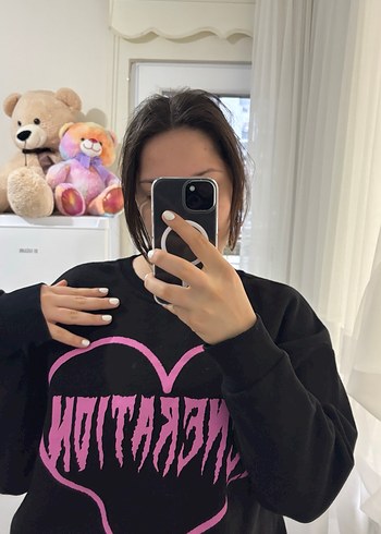 Siyah Transparan Detaylı Uzun Kollu Sweatshirt - Görsel 4