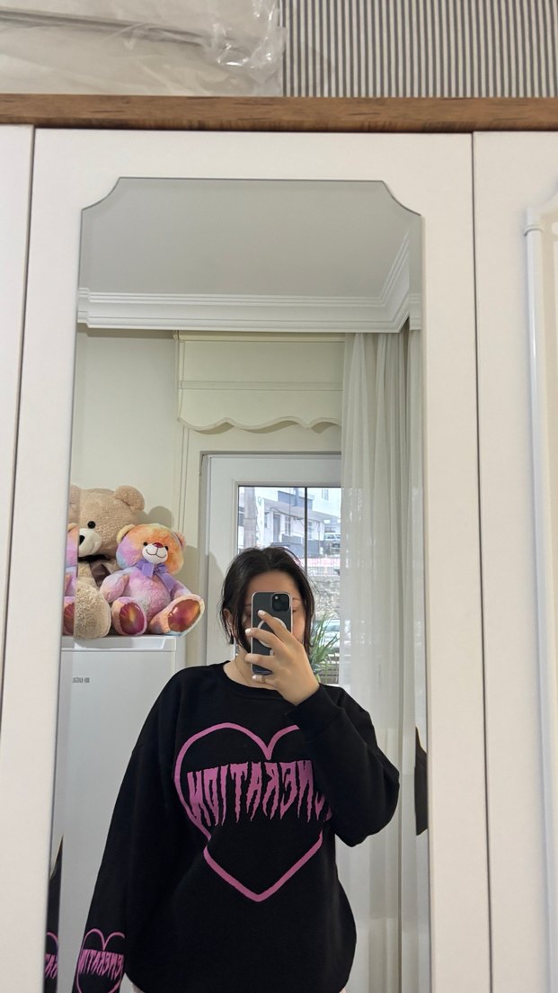 Siyah Transparan Detaylı Uzun Kollu Sweatshirt - Görsel 2