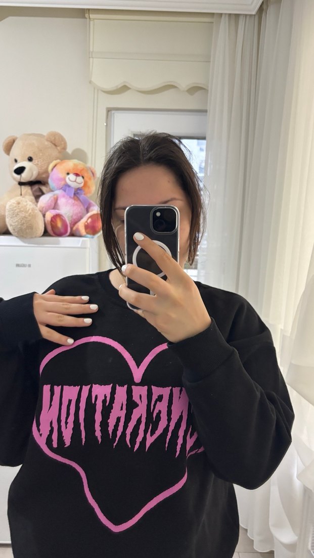 Siyah Transparan Detaylı Uzun Kollu Sweatshirt - Görsel 4