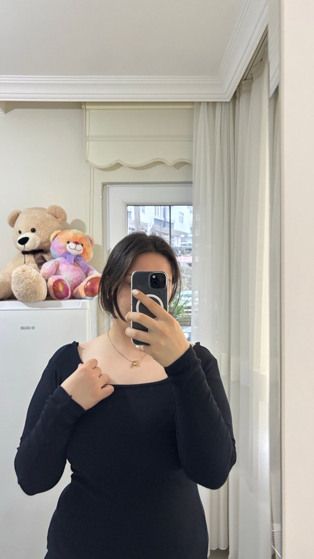 Lacivert elbise - Görsel 5