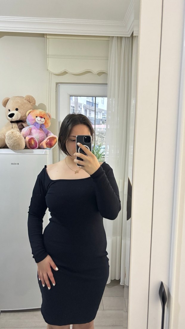 Lacivert elbise - Görsel 2