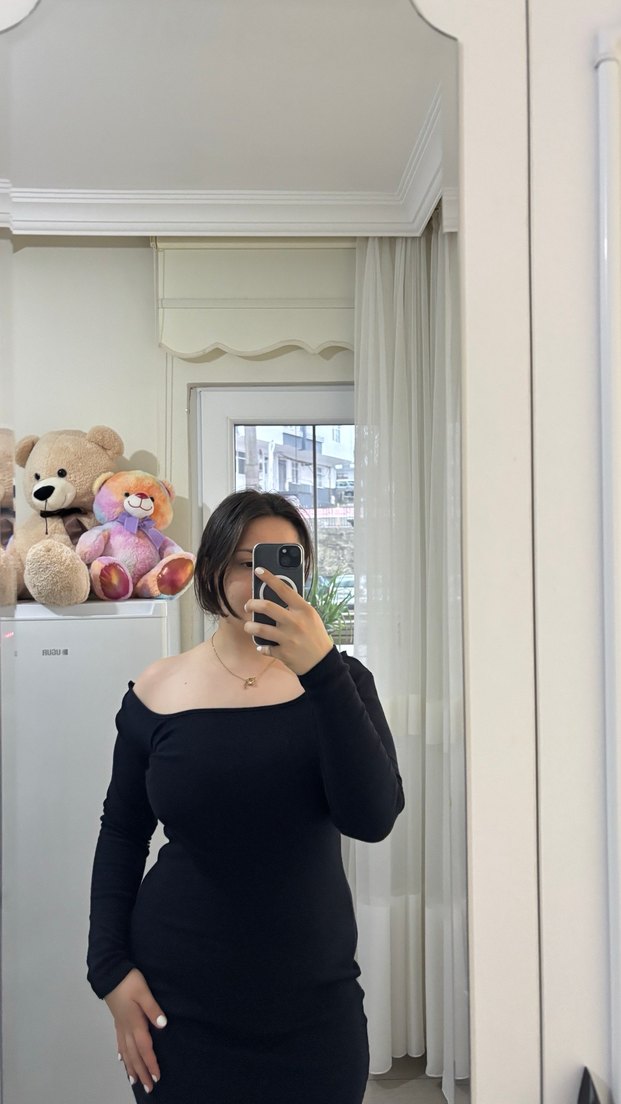 Lacivert elbise - Görsel 4