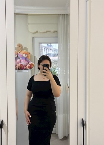 Siyah Kadın Midi Triko Elbise - Görsel 4