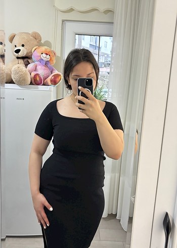 Siyah Kadın Midi Triko Elbise - Görsel 3