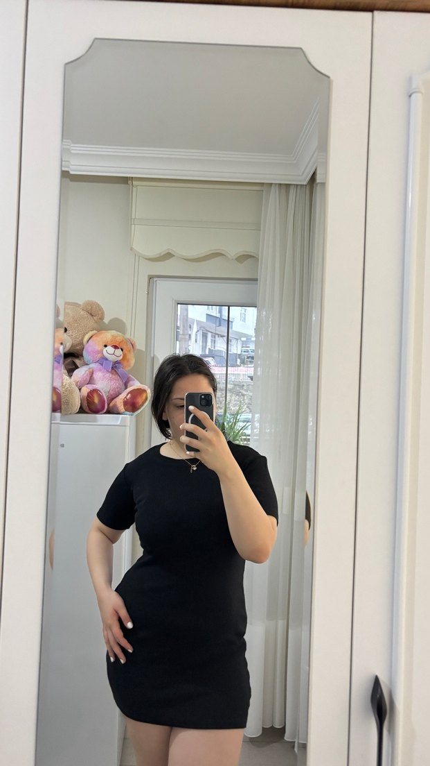 Siya diz üstü kısakol elbise - Görsel 2