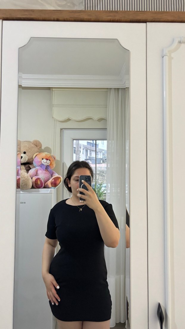 Siya diz üstü kısakol elbise - Görsel 4