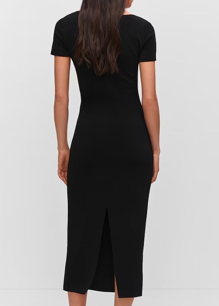 Dekolteli midi elbise - Görsel 2