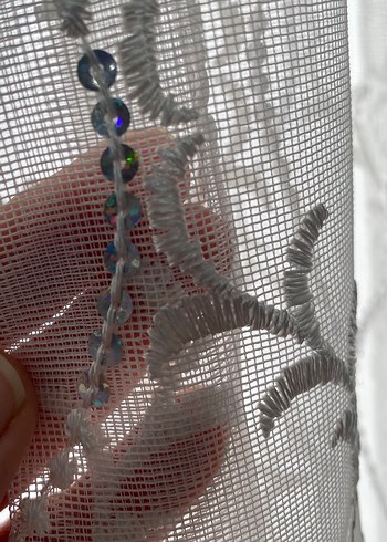 Nakışlı Beyaz Tül Perde - Görsel 3