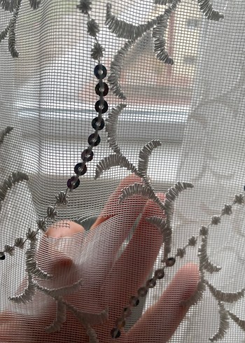 Nakışlı Beyaz Tül Perde - Görsel 6