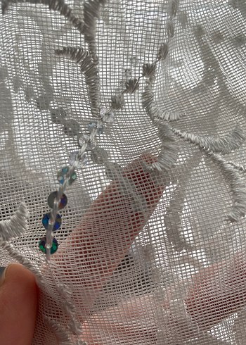 Nakışlı Beyaz Tül Perde - Görsel 4