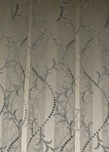 Nakışlı Beyaz Tül Perde - Görsel 2