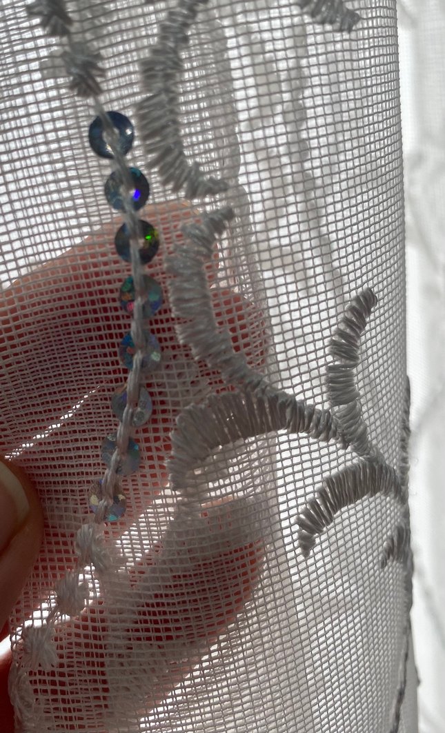 Nakışlı Beyaz Tül Perde - Görsel 3