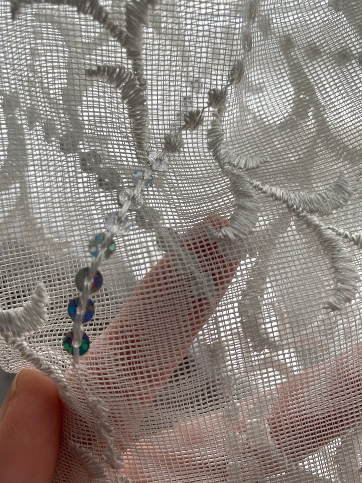 Nakışlı Beyaz Tül Perde - Görsel 4