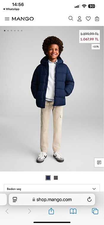 Mango Kapüşonlu kapitone anorak