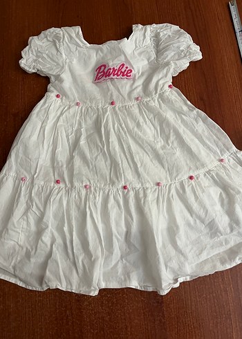 5 Yaş Beden beyaz Renk % 100 PAMUKLU BARBİE ELBİSE