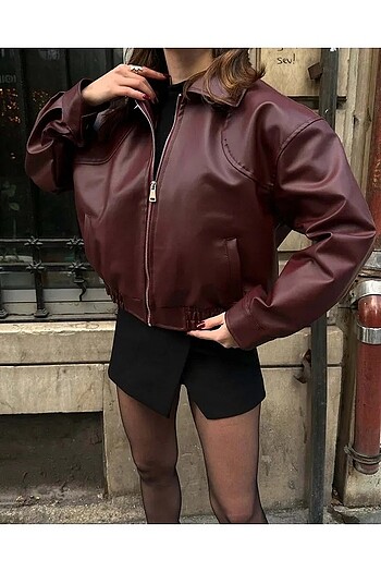 Bordo Pinterest Deri Ceket
