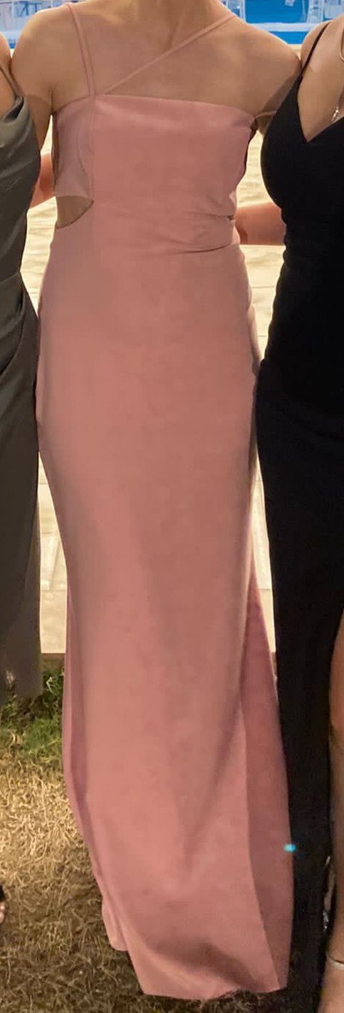 Pembe Uzun Askılı Abiye Elbise - Görsel 2