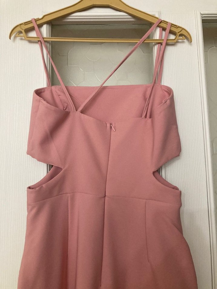 Pembe Uzun Askılı Abiye Elbise - Görsel 3