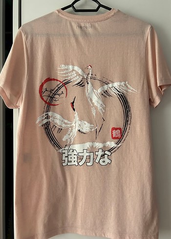 Pembe Baskılı Koton Pamuklu Tişört - Görsel 2