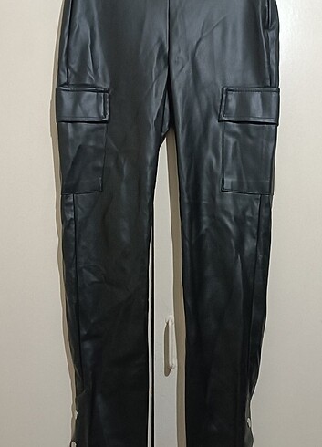 KAROL BASİC KARGO MODEL PAÇASI ÇITÇITLI DERİ PANTOLON  - Görsel 3