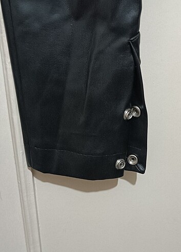 KAROL BASİC KARGO MODEL PAÇASI ÇITÇITLI DERİ PANTOLON  - Görsel 7