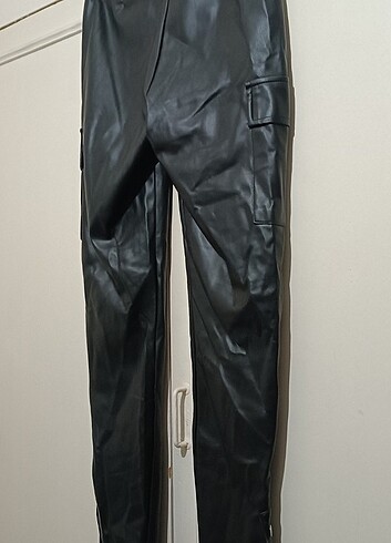 KAROL BASİC KARGO MODEL PAÇASI ÇITÇITLI DERİ PANTOLON  - Görsel 8