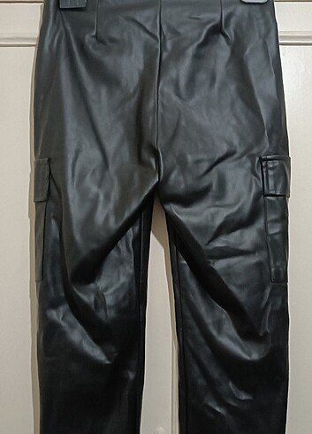 KAROL BASİC KARGO MODEL PAÇASI ÇITÇITLI DERİ PANTOLON  - Görsel 9