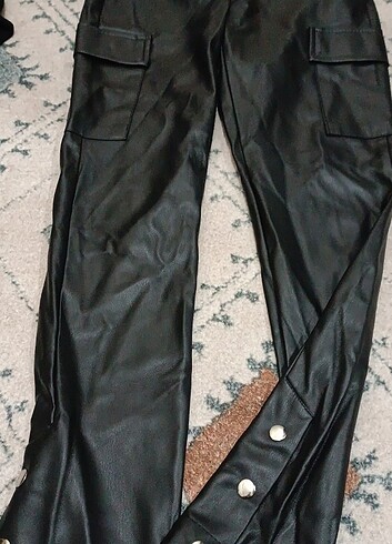 KAROL BASİC KARGO MODEL PAÇASI ÇITÇITLI DERİ PANTOLON  - Görsel 12