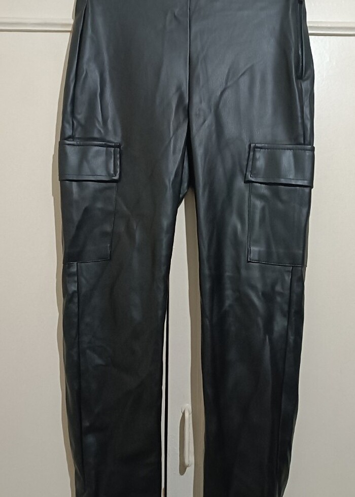 KAROL BASİC KARGO MODEL PAÇASI ÇITÇITLI DERİ PANTOLON  - Görsel 4