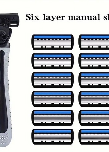 PASLANMAZ ÇELİK 6 BIÇAKLI TIRAŞ SETİ  - Görsel 2