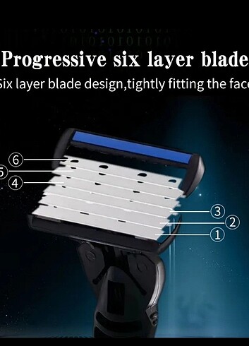 PASLANMAZ ÇELİK 6 BIÇAKLI TIRAŞ SETİ  - Görsel 3