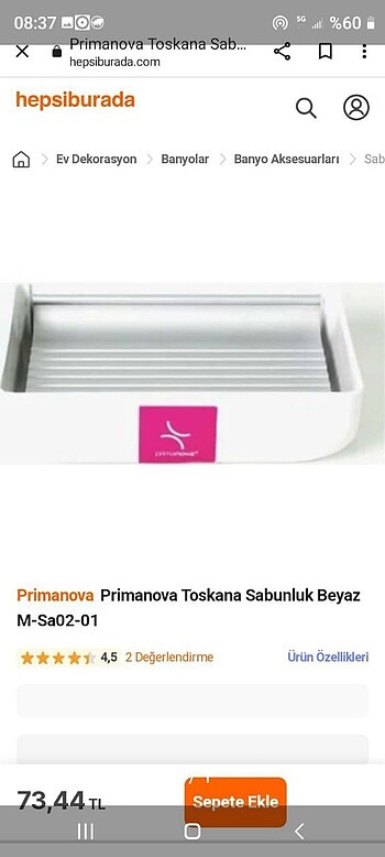 Prima Nova Toskana Sabunluk Beyaz