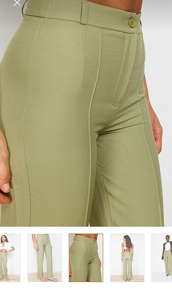 Trendyol milla yeşil straight düz kesim yüksek bel pantolon