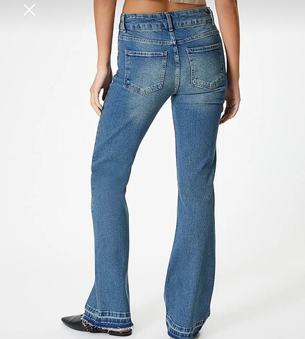 Koton Koton nervürlü ıspanyol paça kot pantolon slim flare jeans