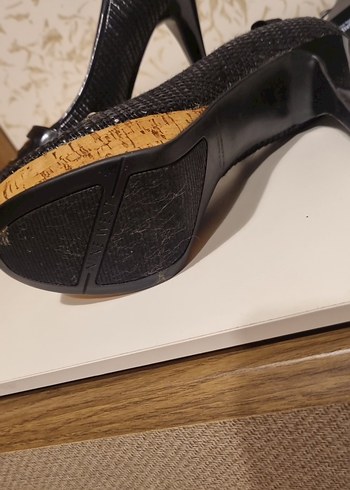 Siyah Yılan Desenli Platform Topuklu Kadın Stiletto - Görsel 4