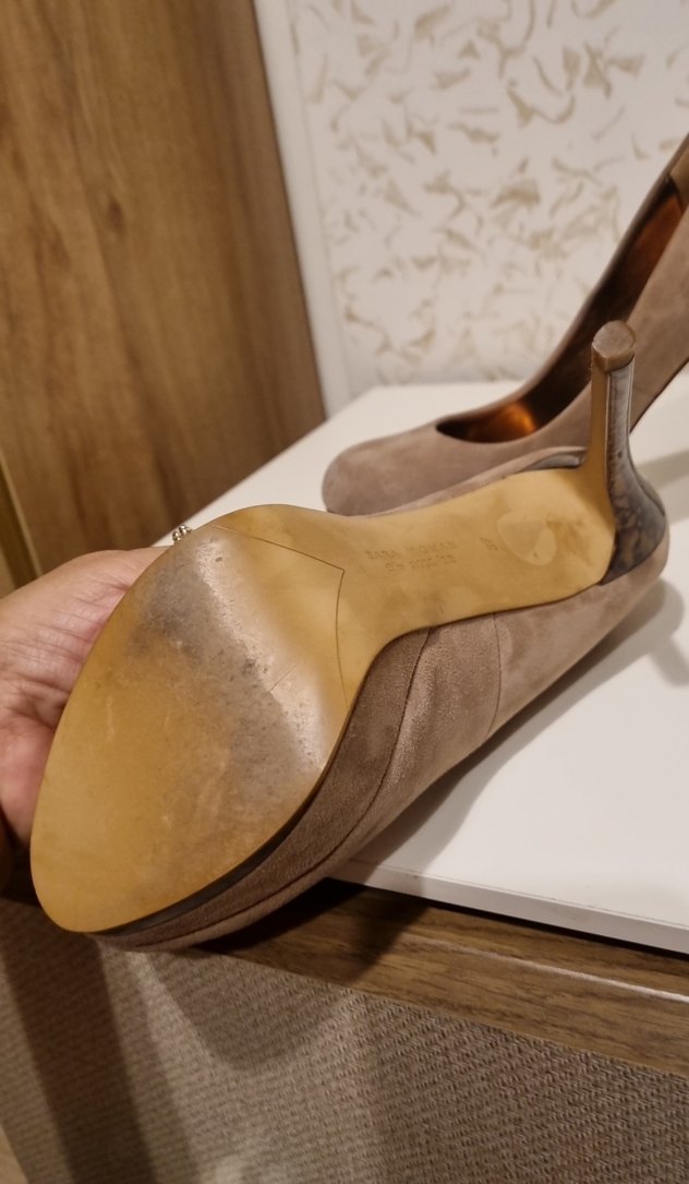 Bej Süet Platform Topuklu Stiletto - Görsel 4