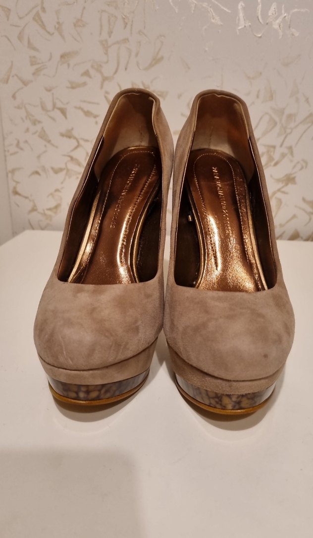 Bej Süet Platform Topuklu Stiletto - Görsel 2