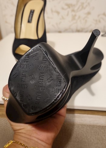 Siyah Süet Platform Topuklu Kadın Stiletto - Görsel 3