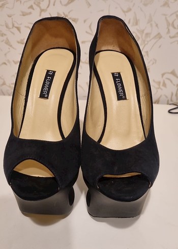 Siyah Süet Platform Topuklu Kadın Stiletto - Görsel 2