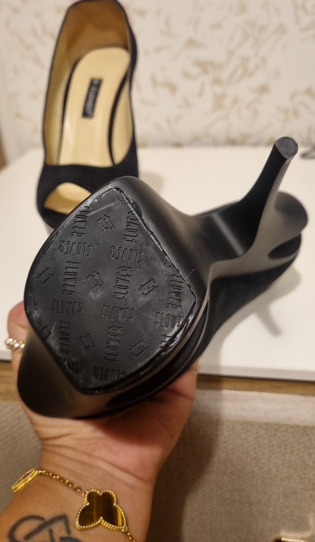 Siyah Süet Platform Topuklu Kadın Stiletto - Görsel 3