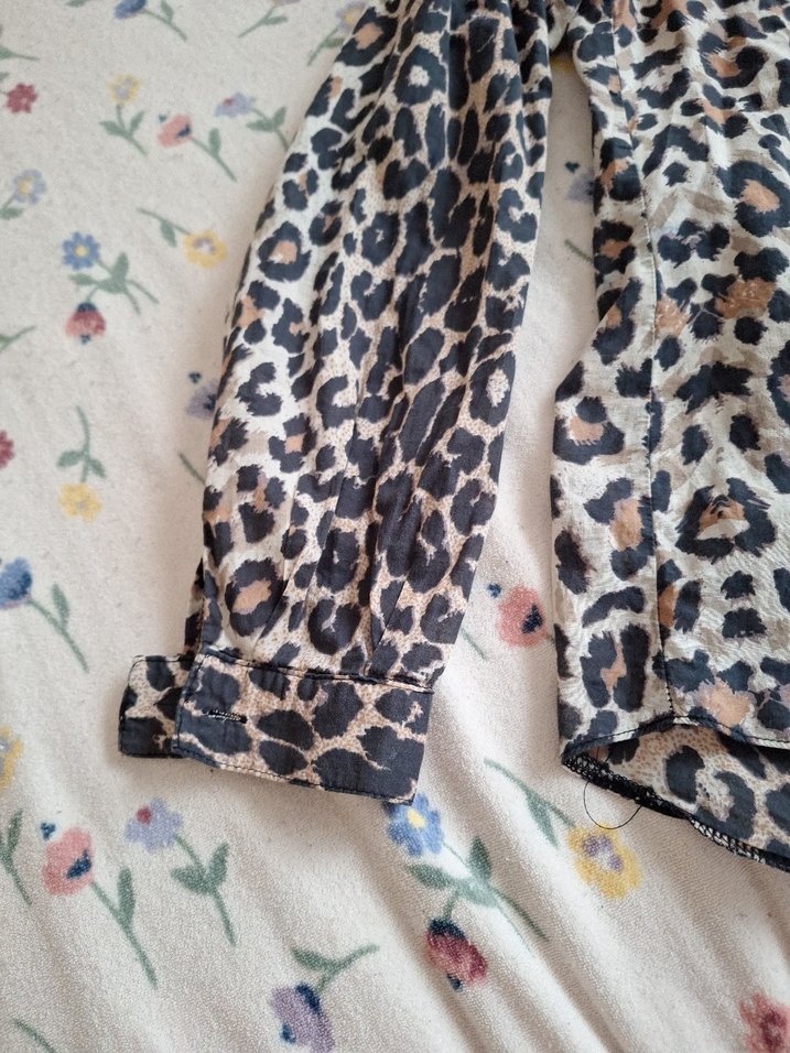 Leopar Desenli Kadın Uzun Kollu Gömlek - Görsel 5