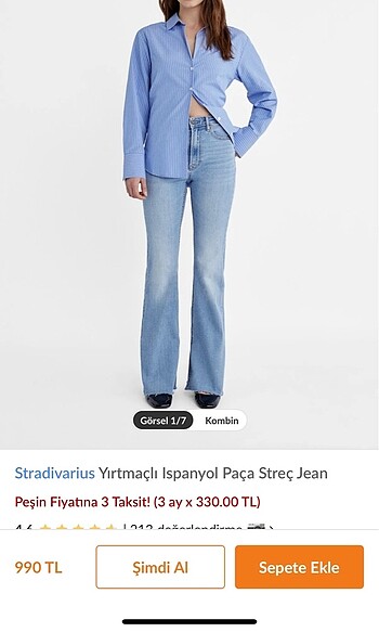 stradivarius yırtmaçlı ispanyol paça jean